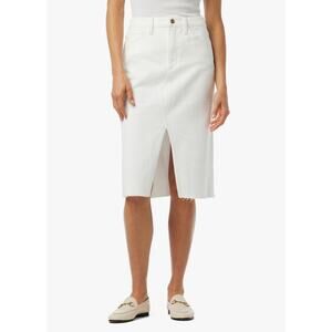 Joe's Joplin White Denim Midi Skirt High Waist Raw Hem Front Slit NWT Size 31